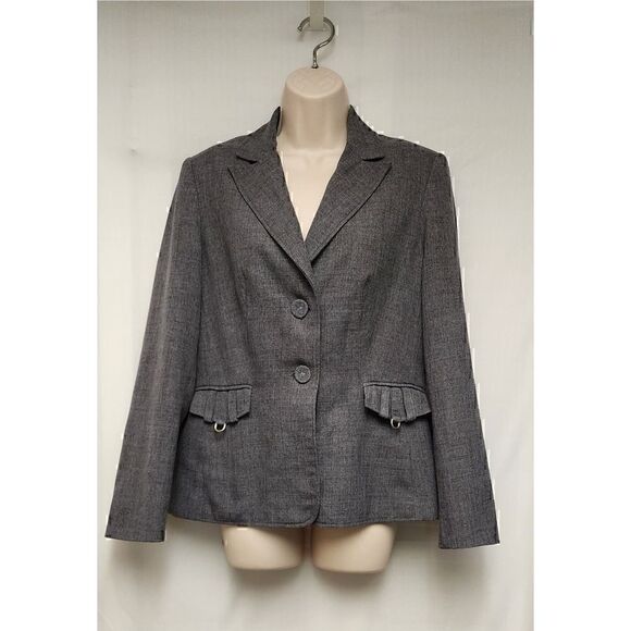 Signature By Larry Levine Single Breasted Blazer Color Gray Size 12 - Picture 2 of 6